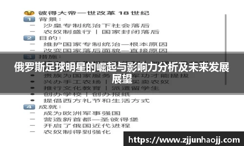 俄罗斯足球明星的崛起与影响力分析及未来发展展望
